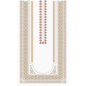 Elegant Traditional U-Shape Panel Neckline Embroidery Design with Floral Borders and Geometric Lattice