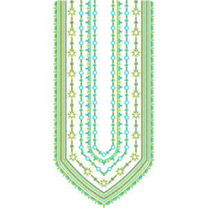 Elegant Beaded Style U-Shape Neckline Embroidery Design with Layered Chain and Floral Motifs