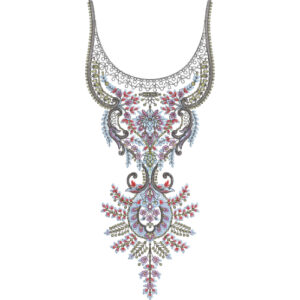 Luxury Ornamental Floral Necklace Style Neckline Embroidery Design for Designer Kurti and Formal Wear
