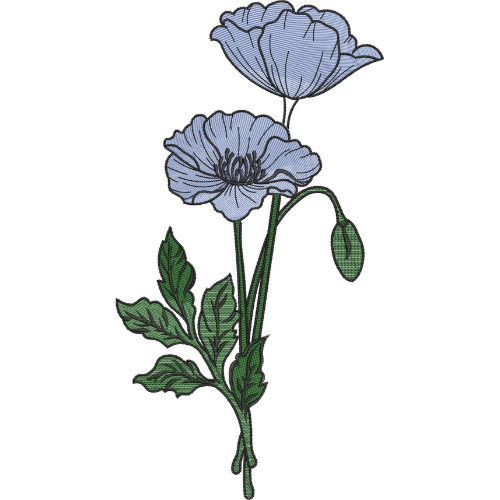 Elegant Minimal Floral Neckline Embroidery Design with Single Stem Botanical Motif