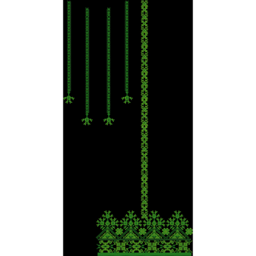 Green Floral Hanging Motif & Border Embroidery Design