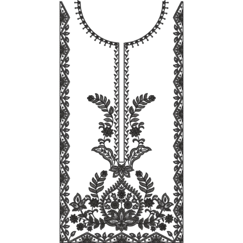 Elegant Black Floral Neckline Embroidery Design for Kurti & Suit