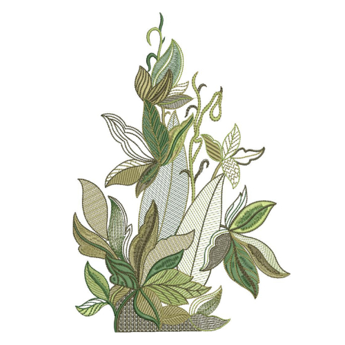 Minimalist Green Botanical Leaf Textile Print with Elegant Organic Flow