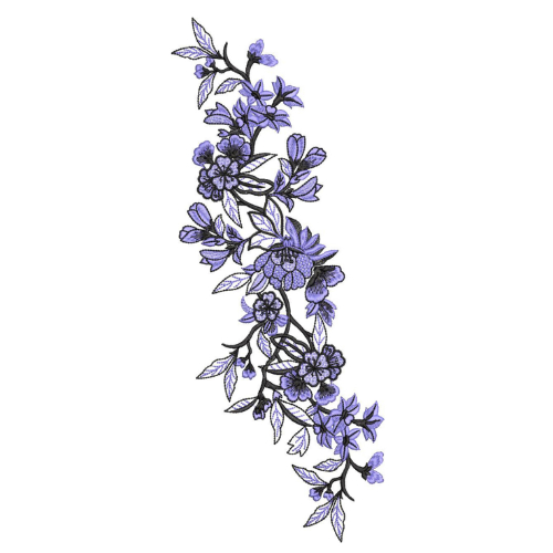 Delicate Lavender Blue Floral Botanical Textile Print with Flowing Vine Design