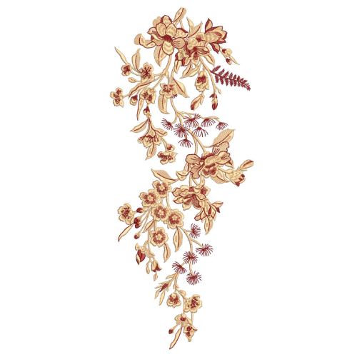 Elegant Sepia Floral Botanical Textile Print with Cascading Vintage Style