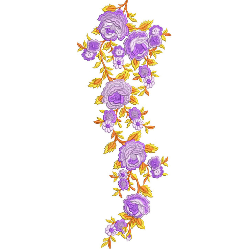 Soft Lavender Floral Botanical Textile Print with Golden Leaf Accents