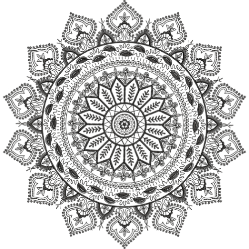 Intricate Circular Mandala Embroidery-Inspired Textile Motif