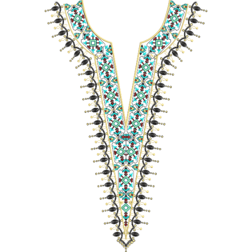 Geometric Embroidery Neckline Border Textile Design