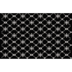 Geometric White Embroidery Style Allover Textile Pattern on Black Base