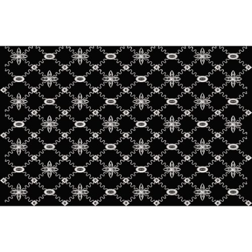 Geometric White Embroidery Style Allover Textile Pattern on Black Base