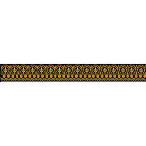 Traditional Floral Motif Embroidery Style Border Textile Print on Black Base