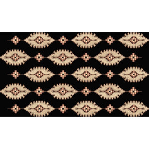 Geometric Ornamental Embroidery Style Allover Textile Pattern on Black Base