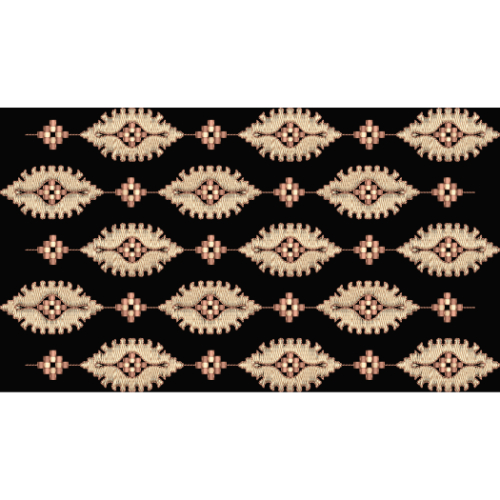 Geometric Ornamental Embroidery Style Allover Textile Pattern on Black Base