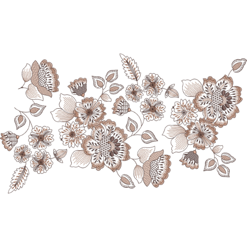 Soft Beige Floral Embroidery Style Decorative Textile Motif on Light Base
