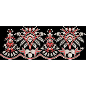 Luxury Red and Silver Ornamental Embroidery Border Design