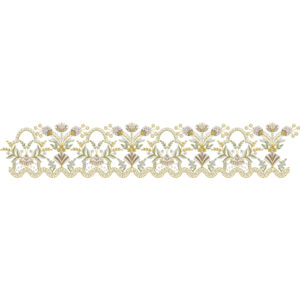 Elegant Gold and Beige Floral Embroidery Border Design