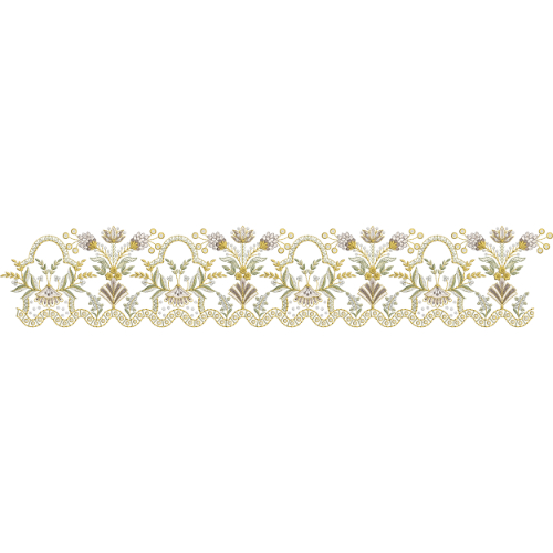 Elegant Gold and Beige Floral Embroidery Border Design
