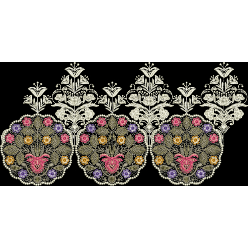 Luxury Multicolor Floral Medallion Embroidery Border Design