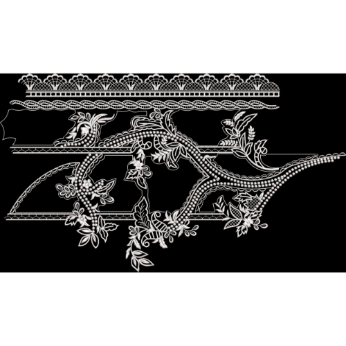 Elegant White Floral Lace Embroidery Border Design