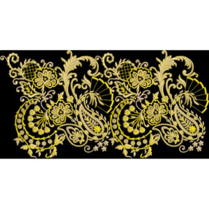 Luxury Golden Paisley Floral Embroidery Border Design
