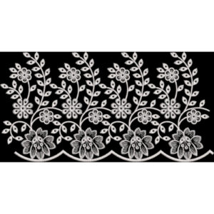 Elegant White Floral Vine Embroidery Border Design