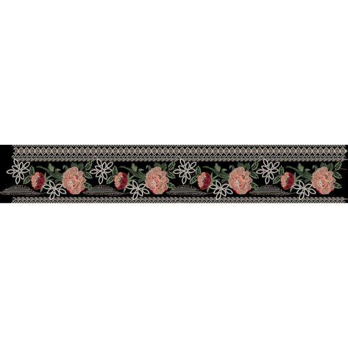 Elegant Multicolor Rose Floral Embroidery Border Design