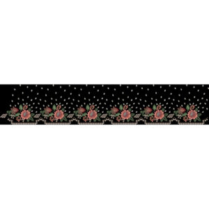 Elegant Floral Rain Drop Embroidery Border Design