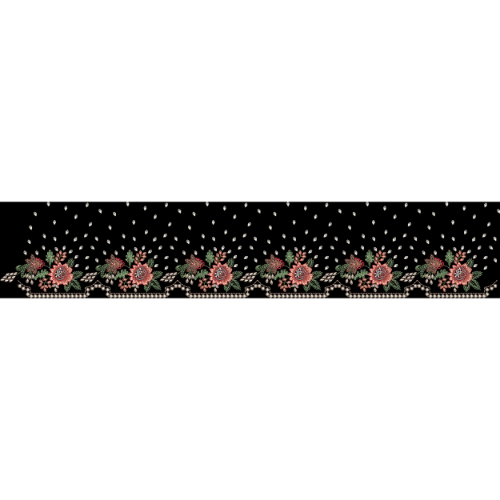 Elegant Floral Rain Drop Embroidery Border Design