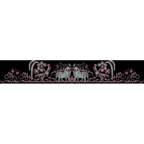 Royal Elephant Floral Embroidery Border Design