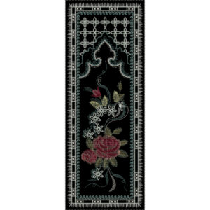 Elegant Black Floral Embroidery Border Textile Print