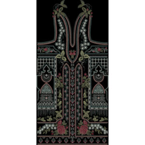 Luxury Ornamental Embroidered Neckline & Panel Textile Design