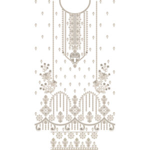Elegant Traditional Hanging Motif Dress Embroidery Design with Ornamental Floral Border