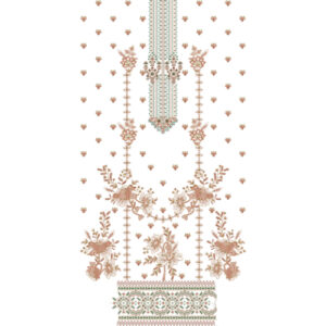 Elegant Floral Hanging Panel Dress Embroidery Design with Decorative Border