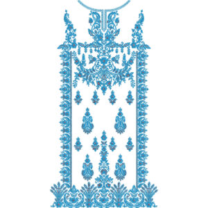 Royal Blue Heavy Neckline Embroidery Design with Classic Floral and Ornamental Dress Pattern
