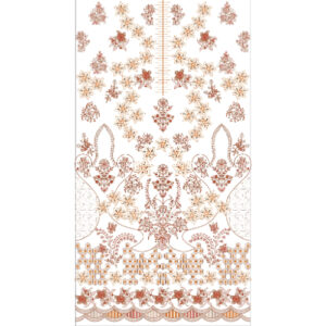 Elegant Traditional Dress Embroidery Design with Ornamental Floral Motifs and Decorative Border