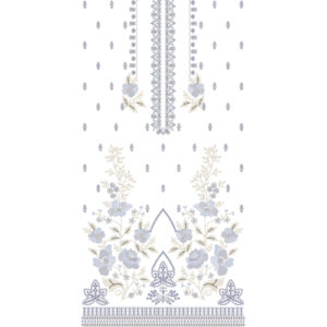 Elegant Soft Floral Dress Embroidery Design with Decorative Front Panel and Border Pattern