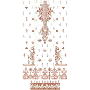 Classic Ornamental Front Panel Embroidery Design with Paisley Motifs and Decorative Border