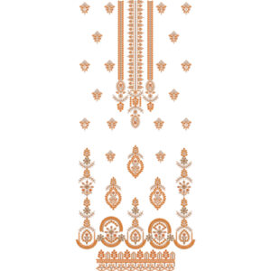 Royal Traditional Front Panel Embroidery Design with Ornamental Motifs and Elegant Border