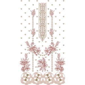 Elegant Floral Front Panel Embroidery Design with Decorative Motifs and Classic Border