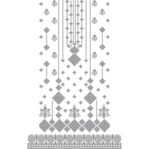 Elegant Geometric Front Panel Embroidery Design with Ornamental Motifs and Decorative Border