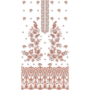 Elegant Traditional Floral Front Panel Embroidery Design with Decorative Border