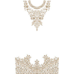 Luxury Classic Neckline Embroidery Design with Ornamental Floral Border Pattern