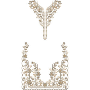 Elegant Floral Neckline Dress Embroidery Design with Ornamental Border Pattern