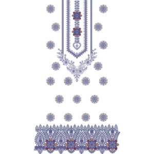 Elegant Floral Neckline Dress Embroidery Design with Ornamental Border Pattern