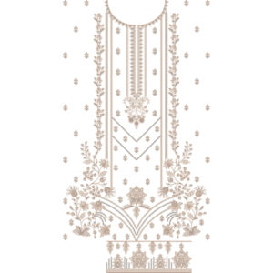 Elegant Classic Neckline Embroidery Design with Floral Motifs and Ornamental Border