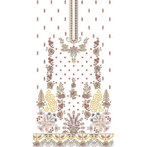 Elegant Multicolor Floral Front Panel Embroidery Design with Decorative Border