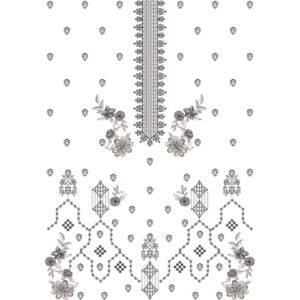 Elegant Minimal Floral & Geometric Neckline Panel Embroidery Design for Designer Dresses