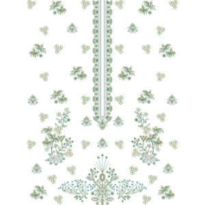 Elegant Aqua Floral Neckline & Scattered Garden Embroidery Design for Designer Dresses
