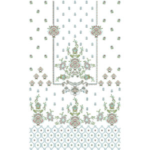 Elegant Multicolor Floral Ornamental Panel Embroidery Design for Designer Dresses