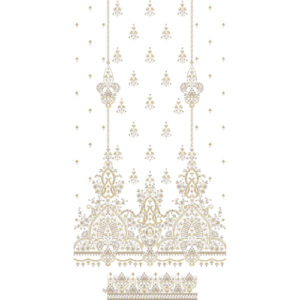 Royal Golden Ornamental Panel Embroidery Design with Elegant Hanging Motifs